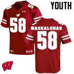 Youth Wisconsin Badgers NCAA #58 Mike Maskalunas Red Authentic Under Armour Stitched College Football Jersey QX31G27LP